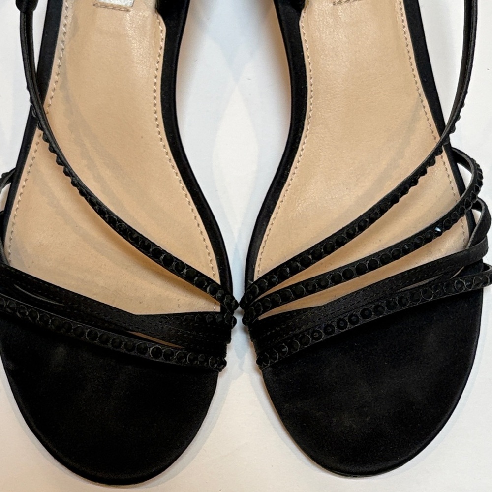 Nina Black Strappy Slingback Heels with Subtle Embellishment, Size 8.5 - Picture 6 of 10